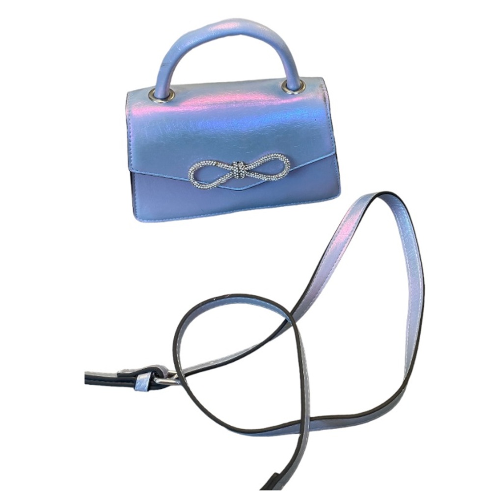 ALDO Holographic Flap-Over Shoulder Bag rhinestone silver bow retro small bag
